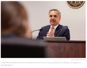 Judge Michael Malihi presides over ballot access challenges. Picture Credit: Natrice Miller, AJC